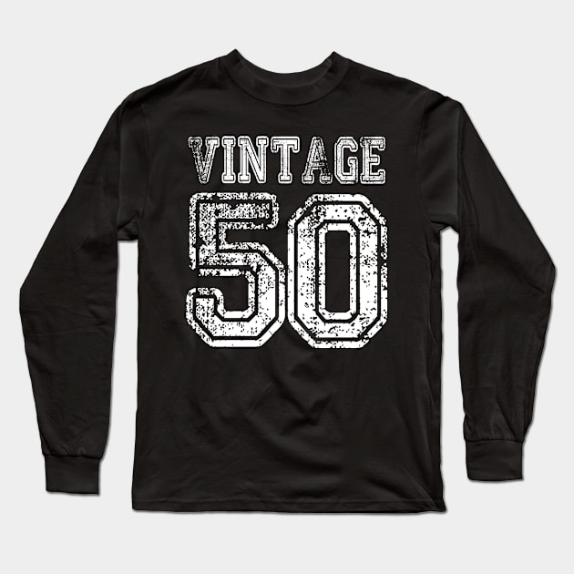 Vintage 50 2050 1950 T-shirt Birthday Gift Age Year Old Boy Girl Cute Funny Man Woman Jersey Style Long Sleeve T-Shirt by arcadetoystore